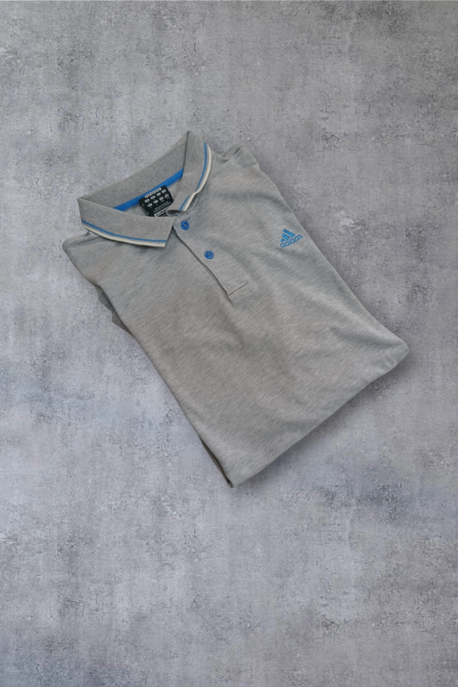 | Polo Adidas Homem | Cor Cinza Mesclada | Borda Azul | Esportivo Casual | Tamanho G | – photo 2
